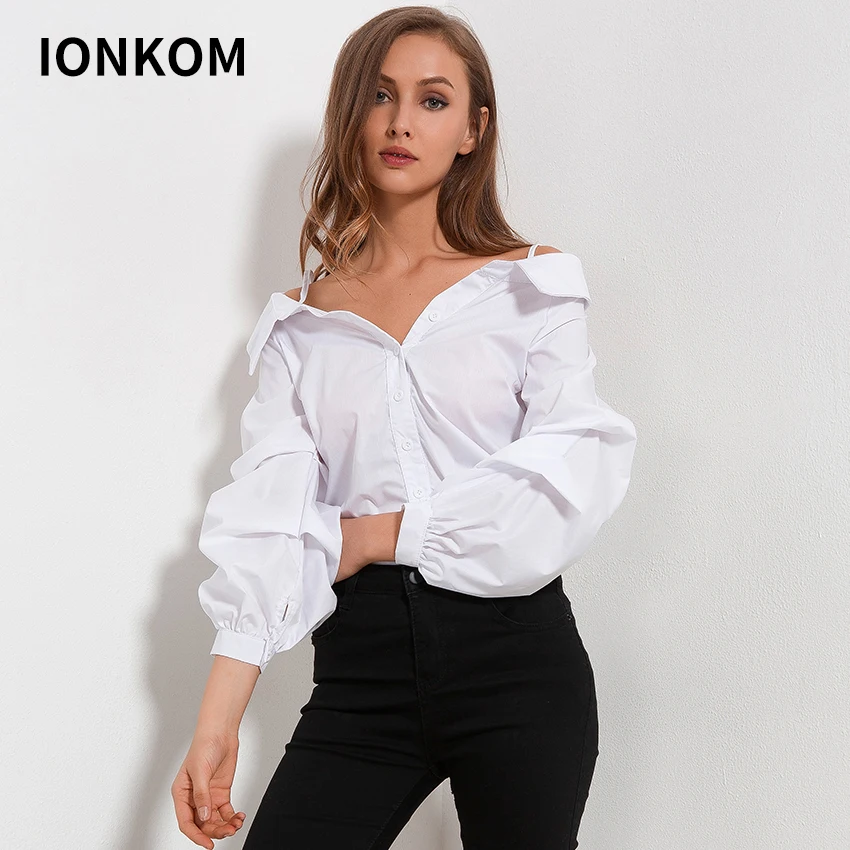 IONKOM женская элегантная блузка на тонких бретельках с вырезом в горошек
