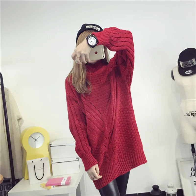Женский вязаный свитер с длинным рукавом свободные толстые пуловеры