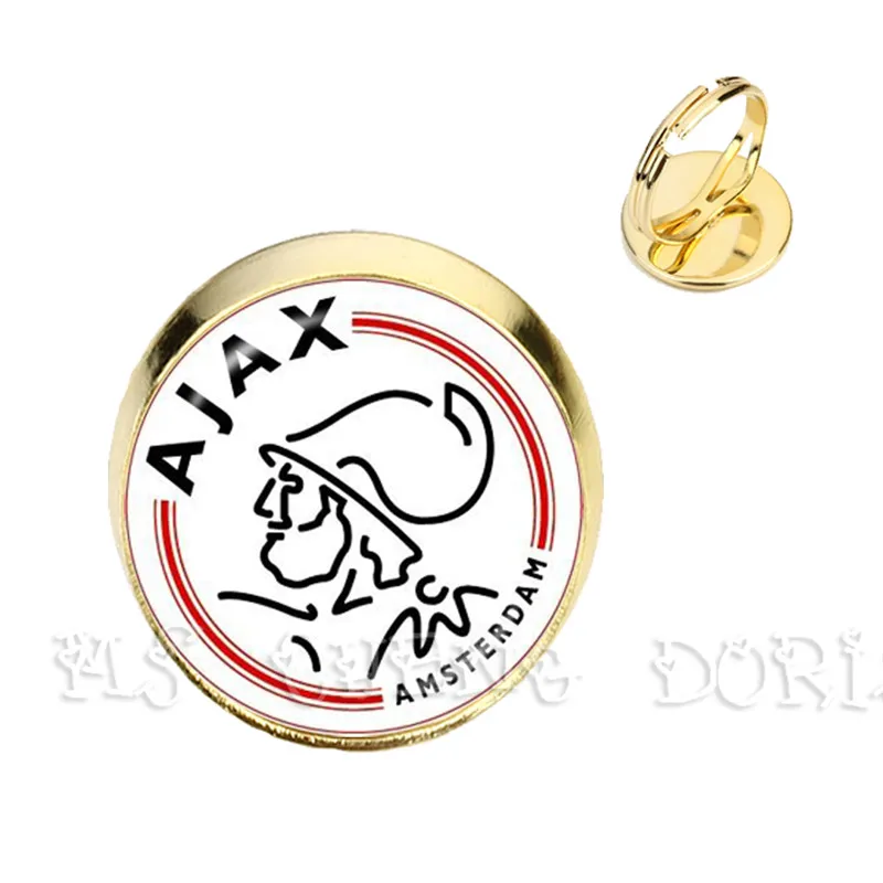 6 Футбольный клуб 16 мм стекло кольца с кабошоном Ajax футбольные лиги логотип футбольный Клубное кольцо для фанатов подарок - Цвет основного камня: 6