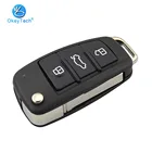 OkeyTech 3 кнопки флип складной пульт дистанционного автомобиля ключ чехол Корпус брелок HU66 HAA неразрезанный пустой лезвие для Audi A6L A8 A2 A3 A4 Q7 TT