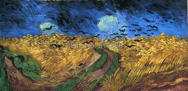 Wheatfield With Crows 1890 by Vincent Van Gogh Top Quality Famous Oil Painting Canvas Wall Art Gift Home Decoration VG015 | Дом и сад