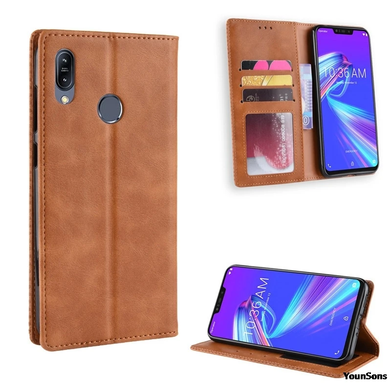 Роскошный тонкий кожаный чехол на магните в стиле ретро для Asus Zenfone Max M2 ZB633KL