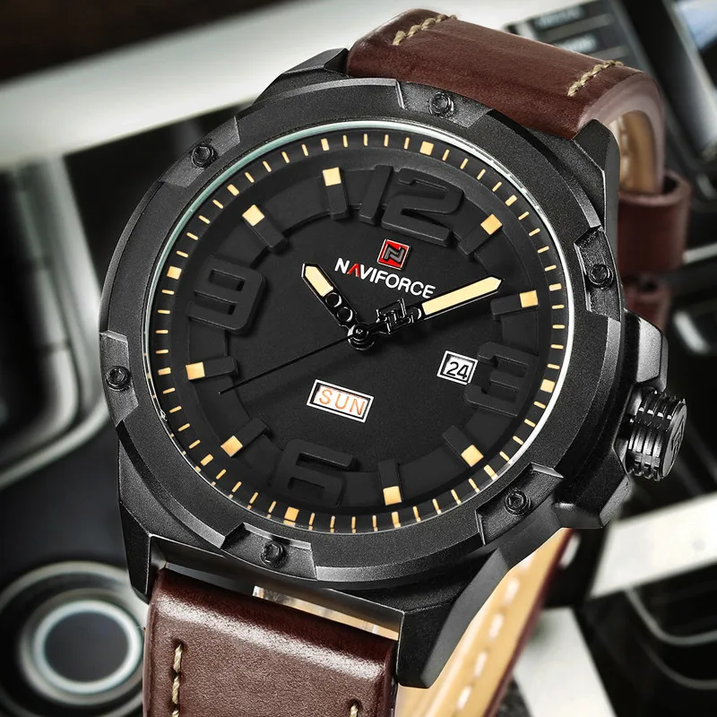 2019 NAVIFORCE часы мужские модные повседневные кварцевые наручные Дата Неделя задняя