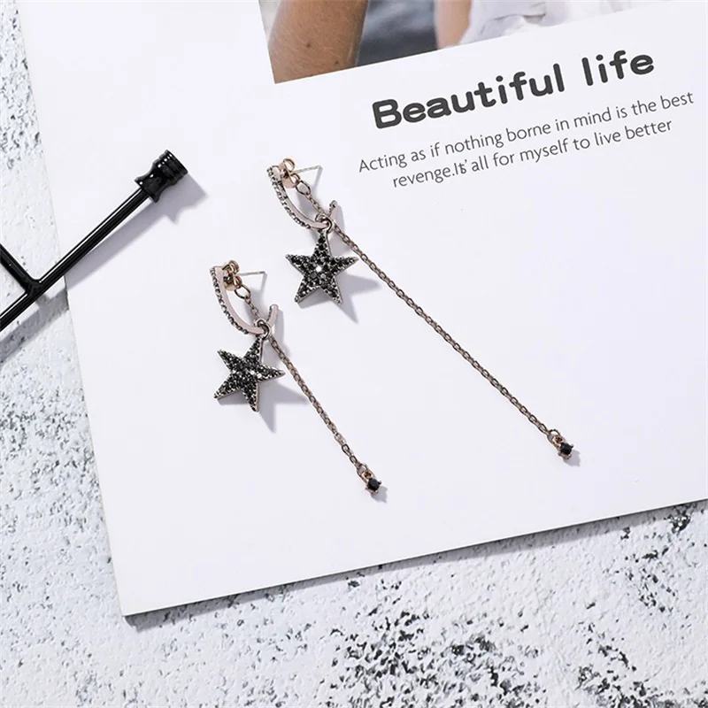 2019 корейская мода звезды геометрической формы Кристалл кисточкой Длинные серьги