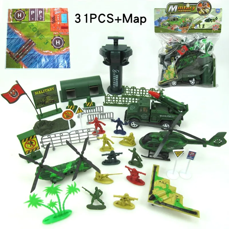 31 шт. детская Военная игрушка набор солдат песочный стол Модель игрушки и игры