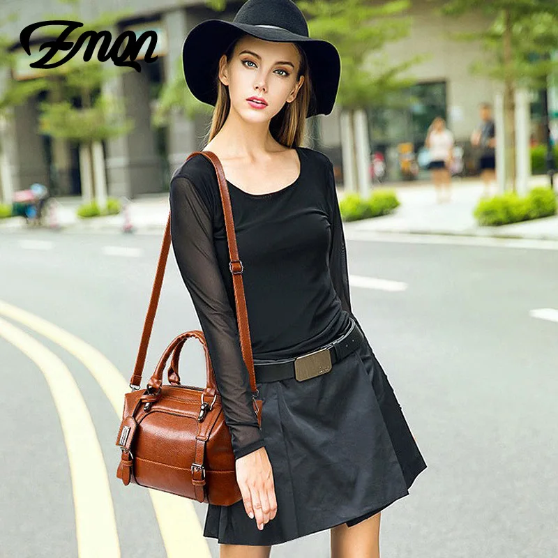 

ZMQN Crossbody Bags For Women 2020 Vintage Shoulder Bag Of Women Handbag Soft Leather Boston Cheap Women Bag Bolsa Feminina C608
