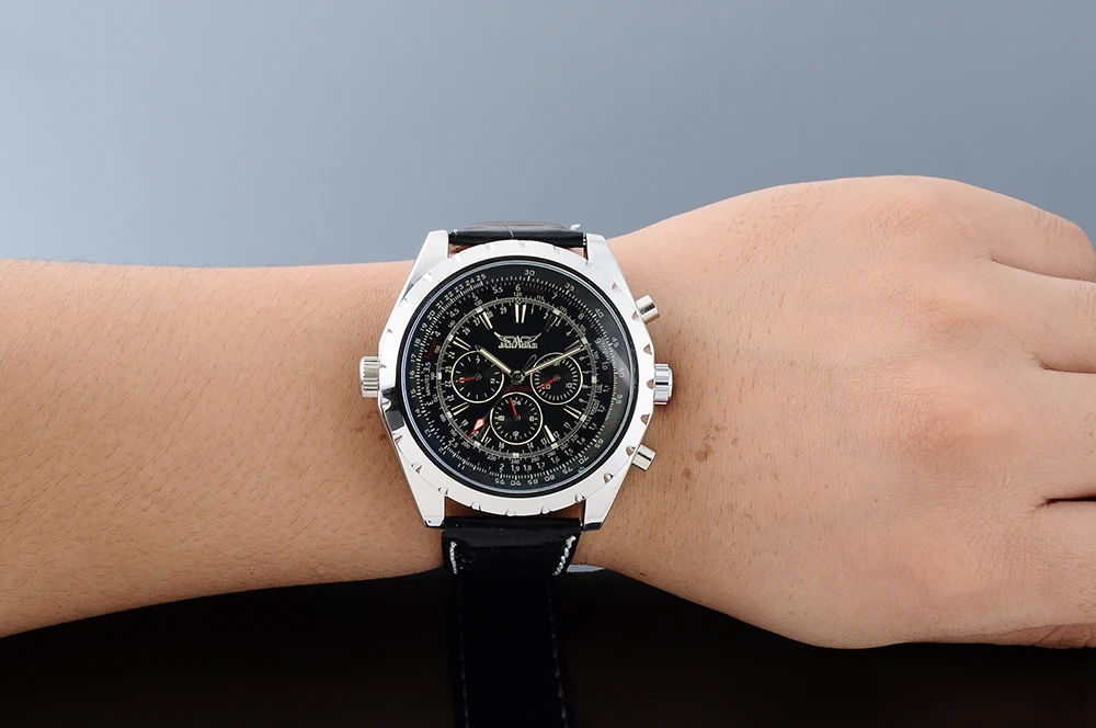 Мужские часы JARAGAR Relojes Hombre с поворотным циферблатом из нержавеющей стали