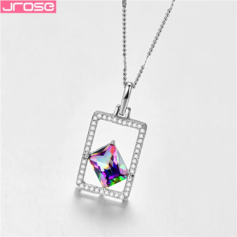 Женское ожерелье с подвеской JROSE простое модное квадратное кристаллами циркония