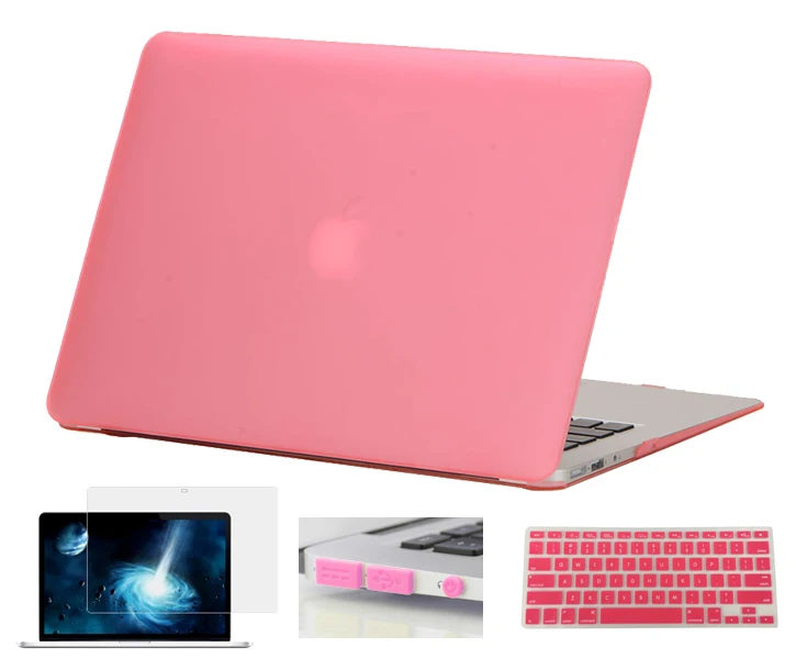 4в1 жесткий матовый чехол для Macbook Air 11 Air 13 Pro 13 15 Touchbar новинка retina 12 13 15 клавиатура кожа+ защита экрана - Цвет: Pink