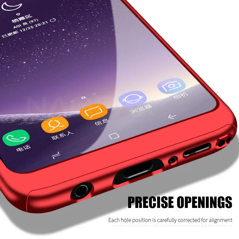 NAGFAK 360 Full Cover Phone Case For Samsung Galaxy S9 S8 Plus S7 S6 Edge Note 9 8 PC Protective With Glass |
