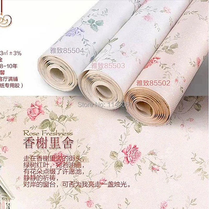 

Modern Bedroom Wallpaper Pink European pastoral wallpaper Wall Paper roll