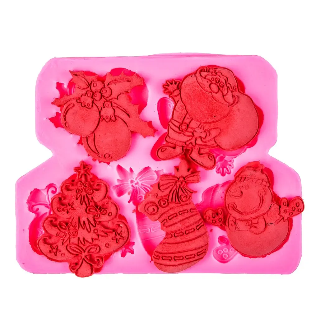 

Christmas Santa Claus snowman tree Craft Relief Chocolate confectionery Silicone Mold Fondant Cake Kitchen Decorating Tool F1093