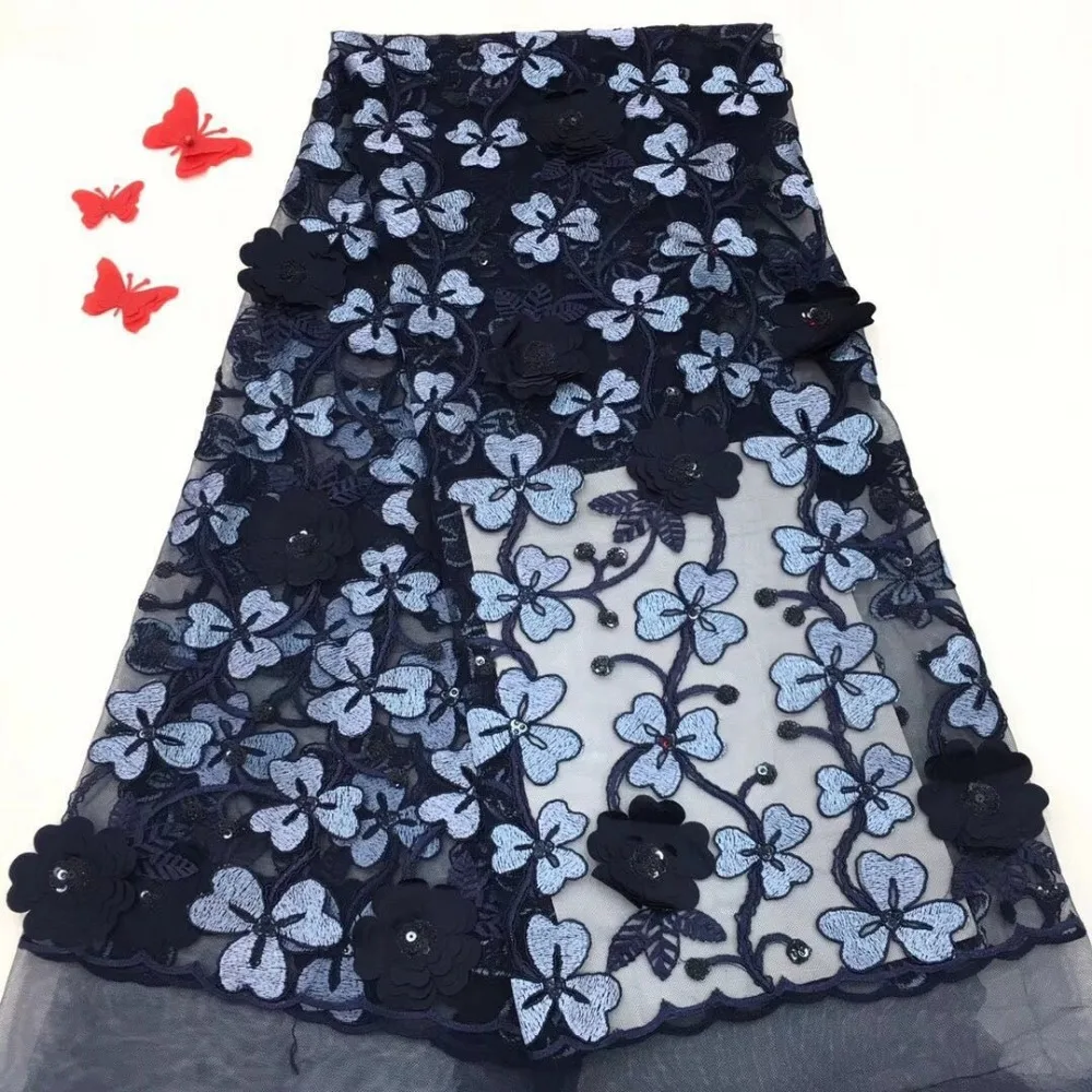 Уникальный вышитые 3D цветок блёстки высокое качество африканский кружево ткань