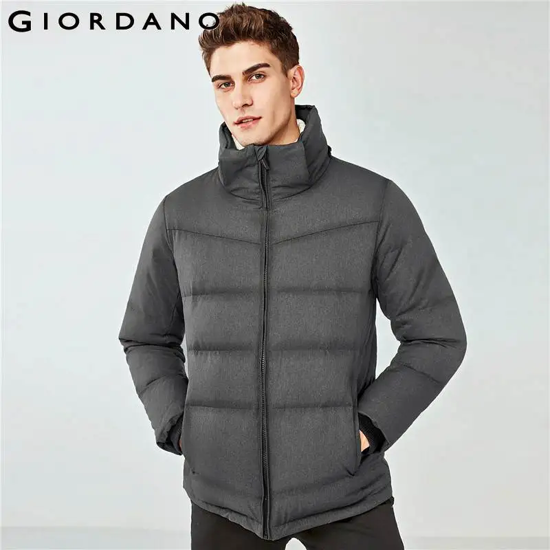 Giordano мужской пуховик с капюшоном из натурального утиного пуха, данная модель пуховика имеет два цветовых решения