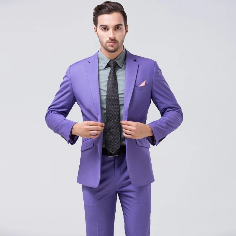 Желанная пора Для Мужчин зеленый вечерние костюм Slim Fit Новая мода фиолетовый и