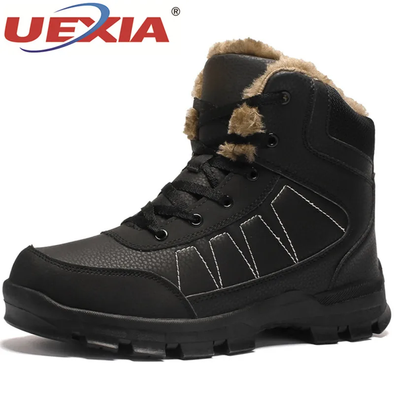 UEXIA обувь большого размера Для мужчин BootsWinter зимние сапоги Обувь на теплом меху