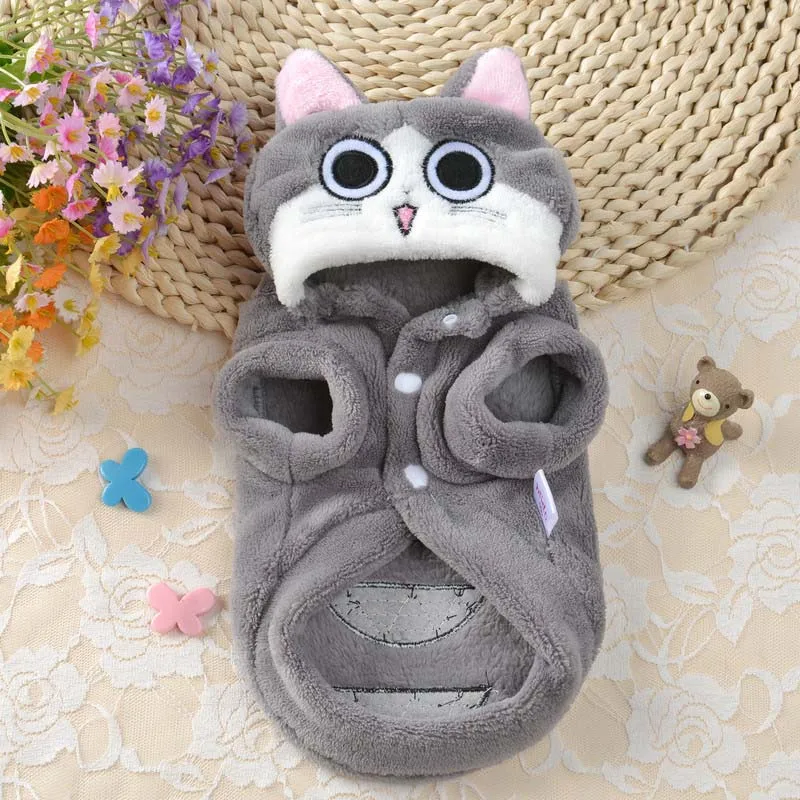 Одежда из кораллового флиса для домашних животных; зимняя теплая толстовка с капюшоном для кошек; костюм для учителя; повседневная одежда для кошек; одежда для котенка, щенка, пуделя, маленьких собак