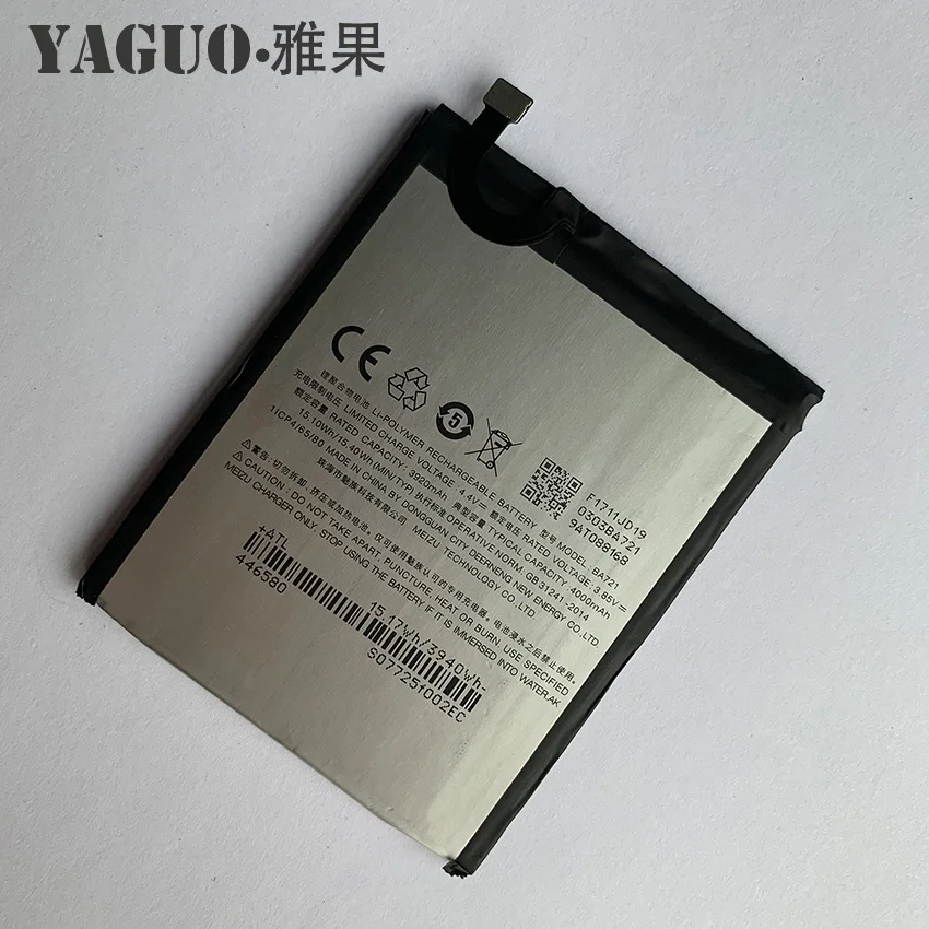 

High Quality Original BA721 Battery Replacement 3920mAh Battery Parts For Meizu meilan note 6 M6 M721Q Smart Phone + Free Tools