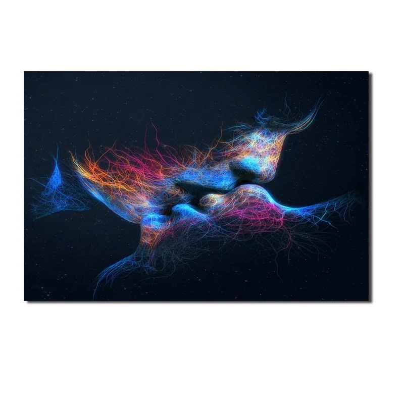 Color Kiss Лед и огонь руки картины пальцы Холст Живопись стены Искусство картина для гостиной любовь плакат декоративной живописи без рамки - Цвет: Color Kiss