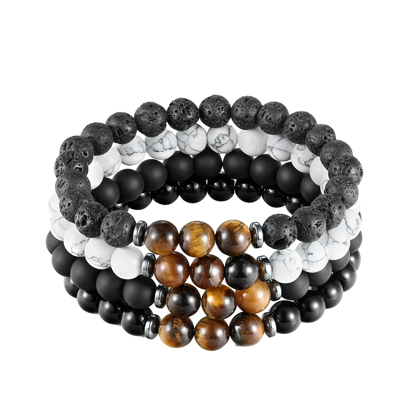 

LIVVY Volcano stone bracelet stone wash black pearl bracelet cat 's eye stone bracelet natural balance men and women jewelry