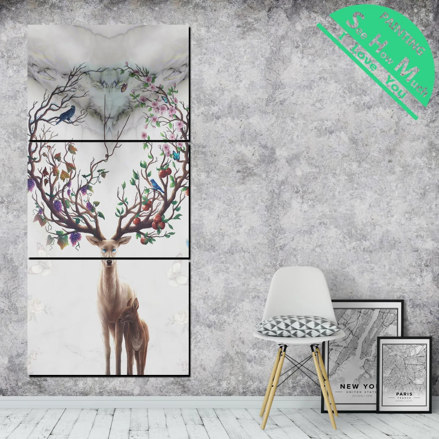 

3 Pieces Nordic style Deer HD Printed Canvas Painting Wall Art Decoration for Living Room Poster art painting wall poster