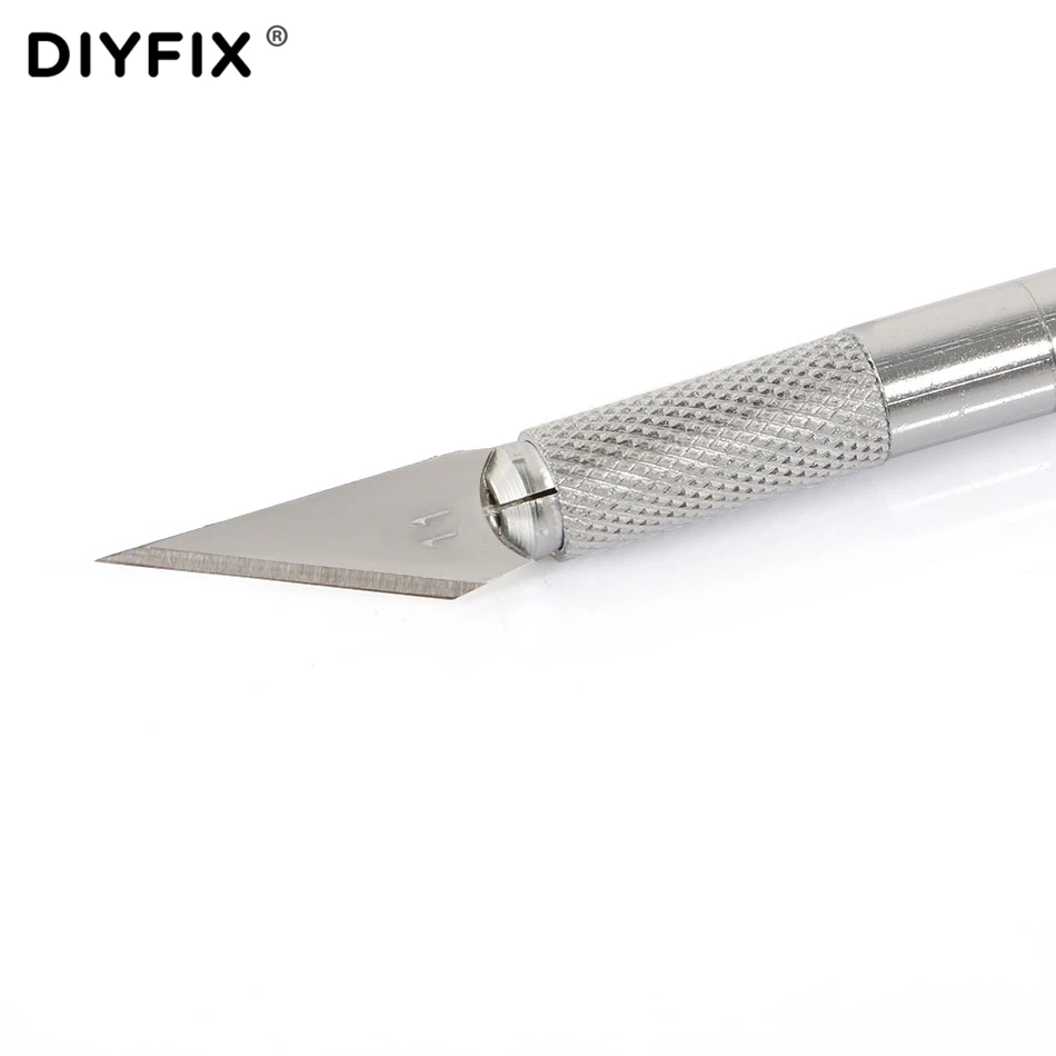 DIYFIX металлический нож для скальпеля нескользящий резак гравировальные ремесленные ножи+ 6 шт. лезвия мобильный телефон ноутбук PCB DIY ремонт ручные инструменты