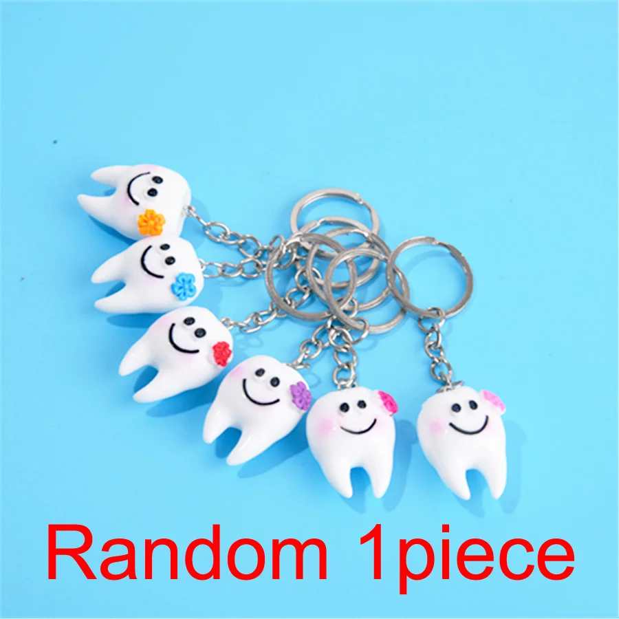 random 1piece 1 шт. креативный имитация брелок зуб 3*2 см Смола кулон из материала брелки кольцо подарок - Цвет: random 1piece