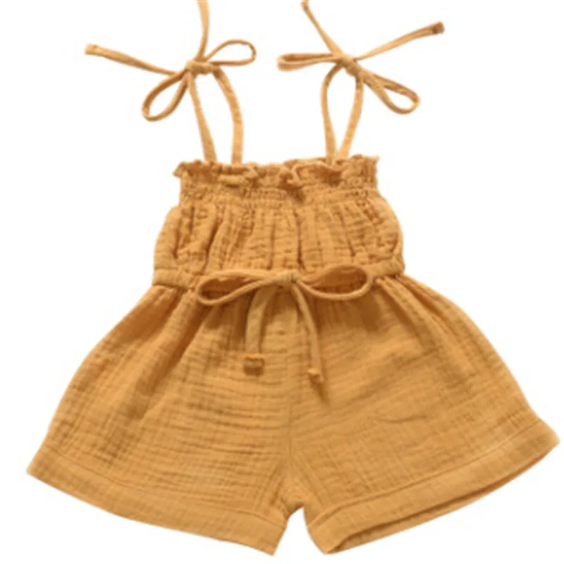 Детский комбинезон без рукавов для новорожденных девочек свободный хлопковый