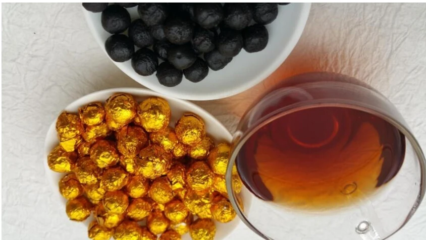 Chinese ripe tea Gold Tin Foil Packing 100g Resin tea
