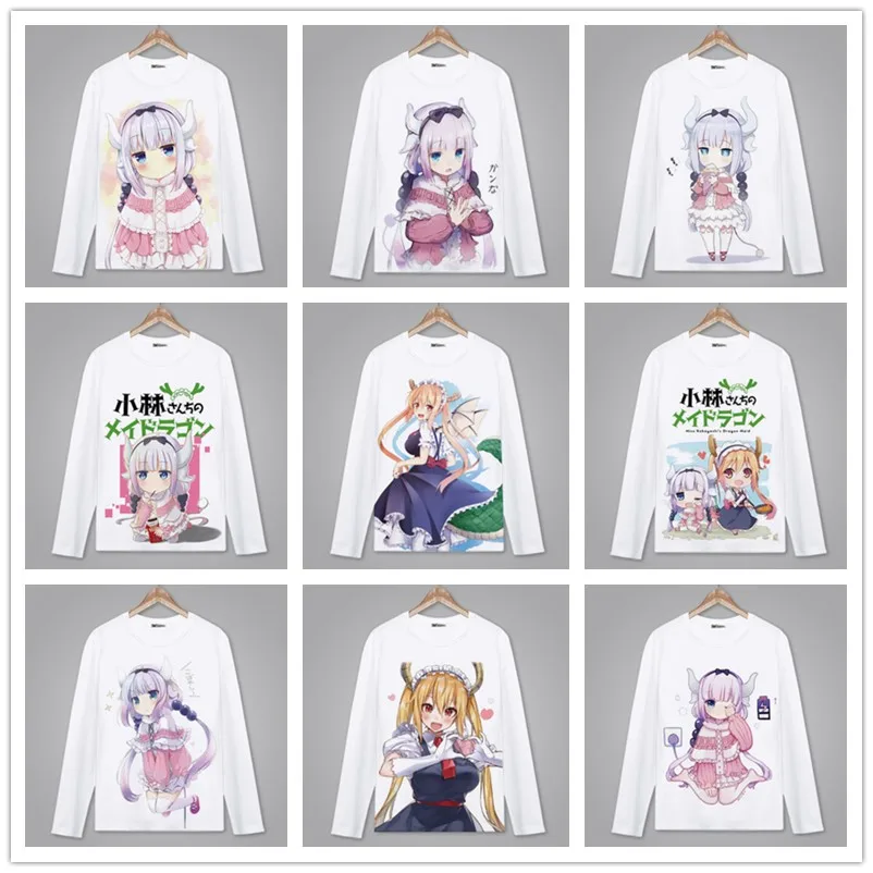 Футболка с длинным рукавом аниме Miss Kobayashi's Dragon Maid весна осень одежда унисекс