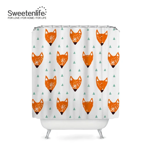 SL0378 Sweetenlife 150x180 см Милая Лисичка занавеска для душа для ванной комнаты Полиэфирная Ткань Водонепроницаемая занавеска Европейский стиль занавеска для ванной - Цвет: SL0378