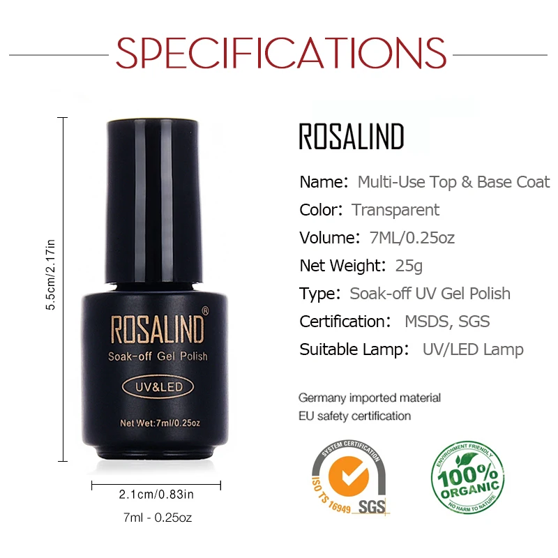 

ROSALIND Matte Top Coat Cuticle oil Base Nail Polish Hybrid Set For Manicure Nail Art Poly Nail Gel Varnishes All For Nails Prep