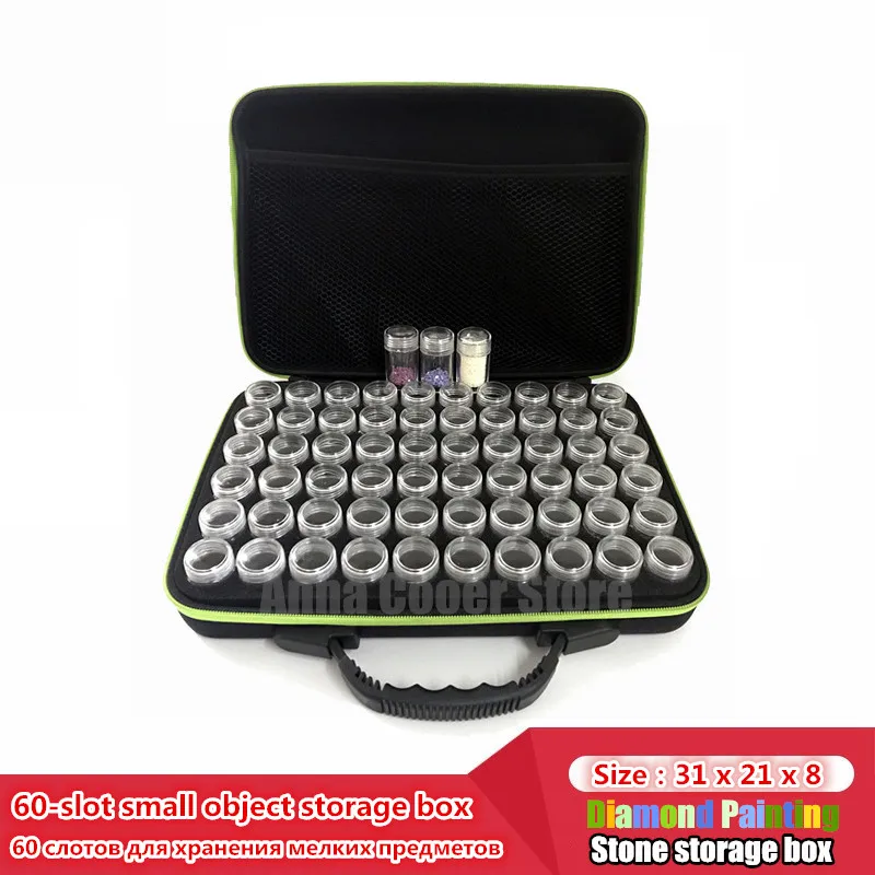 

60 Slots Adjustable Plastic Storage Box for jewelry Diamond Embroidery Craft Bead Pill Storage Tool The canvas shell is stronger