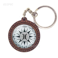 natural round wooden tarot wheel of fortune and moon robot keychains gifts to best friends