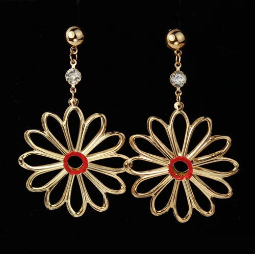 Большие серьги Kpop золотого цвета с красивым цветком для баскетбола женские