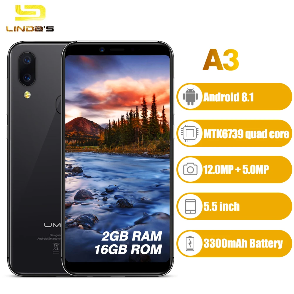 Фото UMIDIGI A3 4G смартфон 5 дюймов MTK6739 4 ядра 2 ГБ Оперативная память 16 Встроенная телефона UMIDIGI A3 4G смартфон 5 дюймов MTK6739 4 ядра 2 ГБ Оперативная память 16 Встроенная телефона