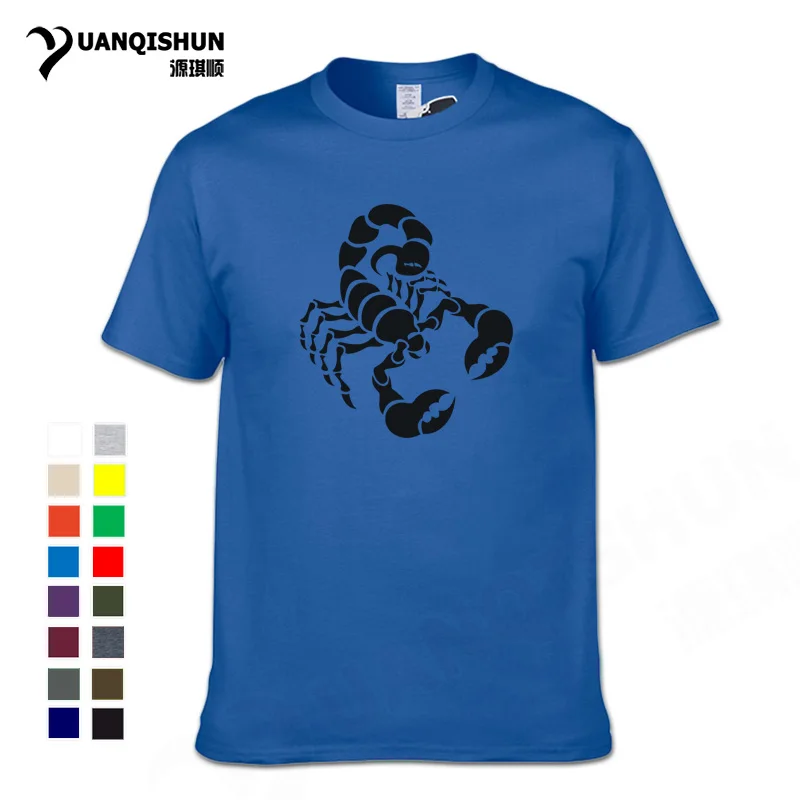 Scorpion Printed Tshirt Summer Men Brand Clothing 16 Colors O-Neck Cotton Short Sleeve Animal T-shirt XS-3XL Unisex Tops Tee | Мужская