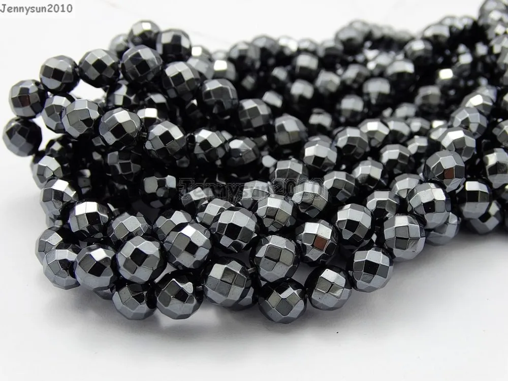 Черный 8 мм Гематит Драгоценные Камни камень Грановитая Круглый Бисер 15.5 &quotдля
