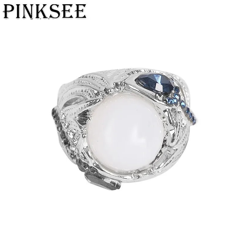 Роскошные кольца PINKSEE серебряного цвета с голубым камнем белые натуральные камни