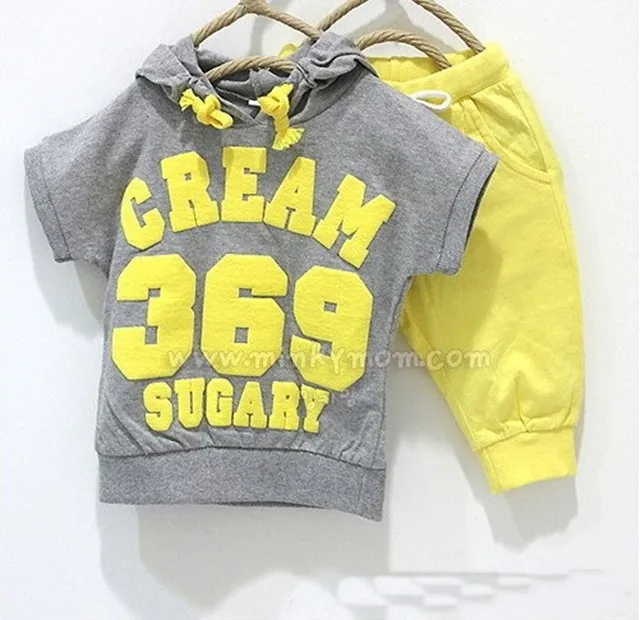 Бесплатная доставка Новинка лета 2017 комплекты детской одежды штаны + Топ для