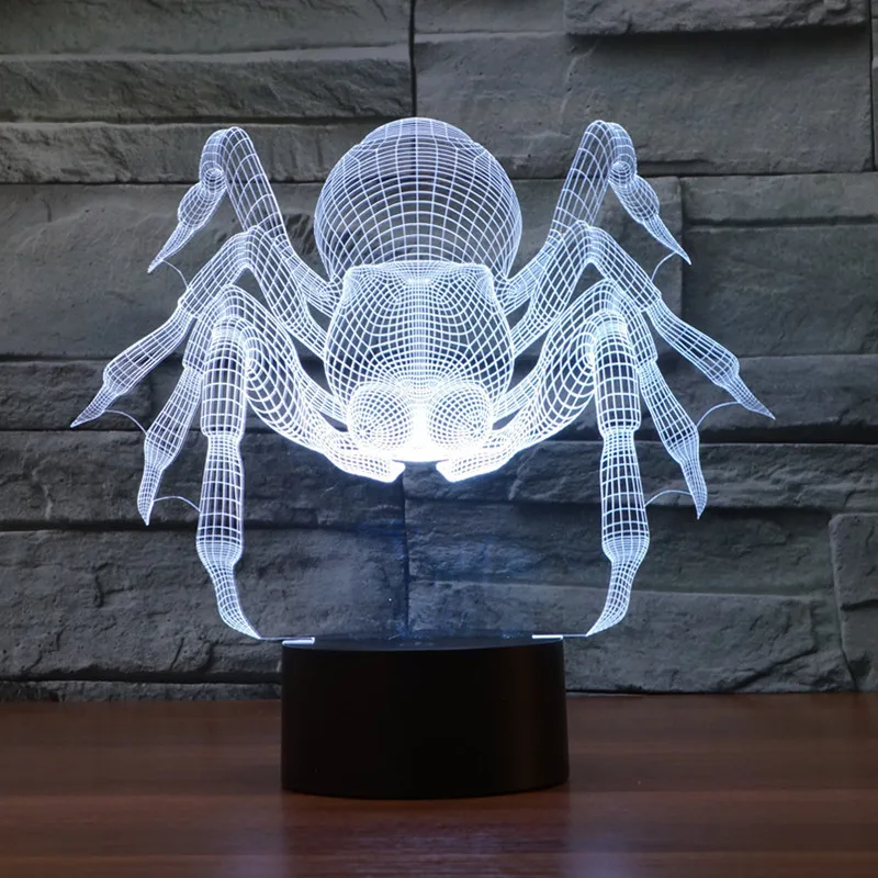 Мультфильм монстр паук 3D лампа Декор креативный ночник 7 цветов Chaning cool лампа Атмосфера свет как украшение дома