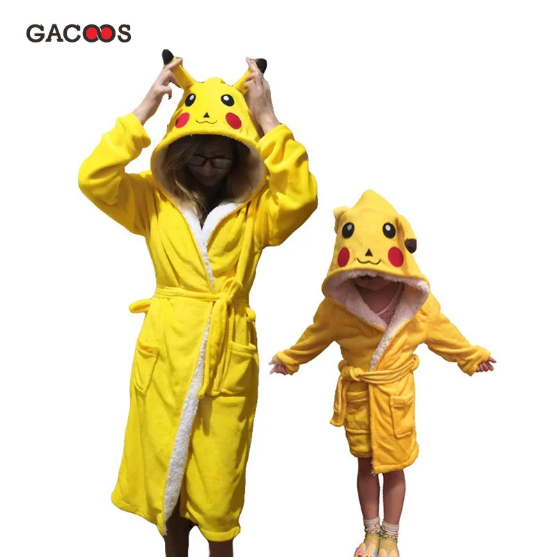 pika-chu Дети Единорог банный халат для взрослых с изображениями животных для мальчиков и халаты для девочек женский халат Пижама для младенцев ночной рубашке зимний пижма в виде панды, плавательный костюм - Цвет: pika-chu