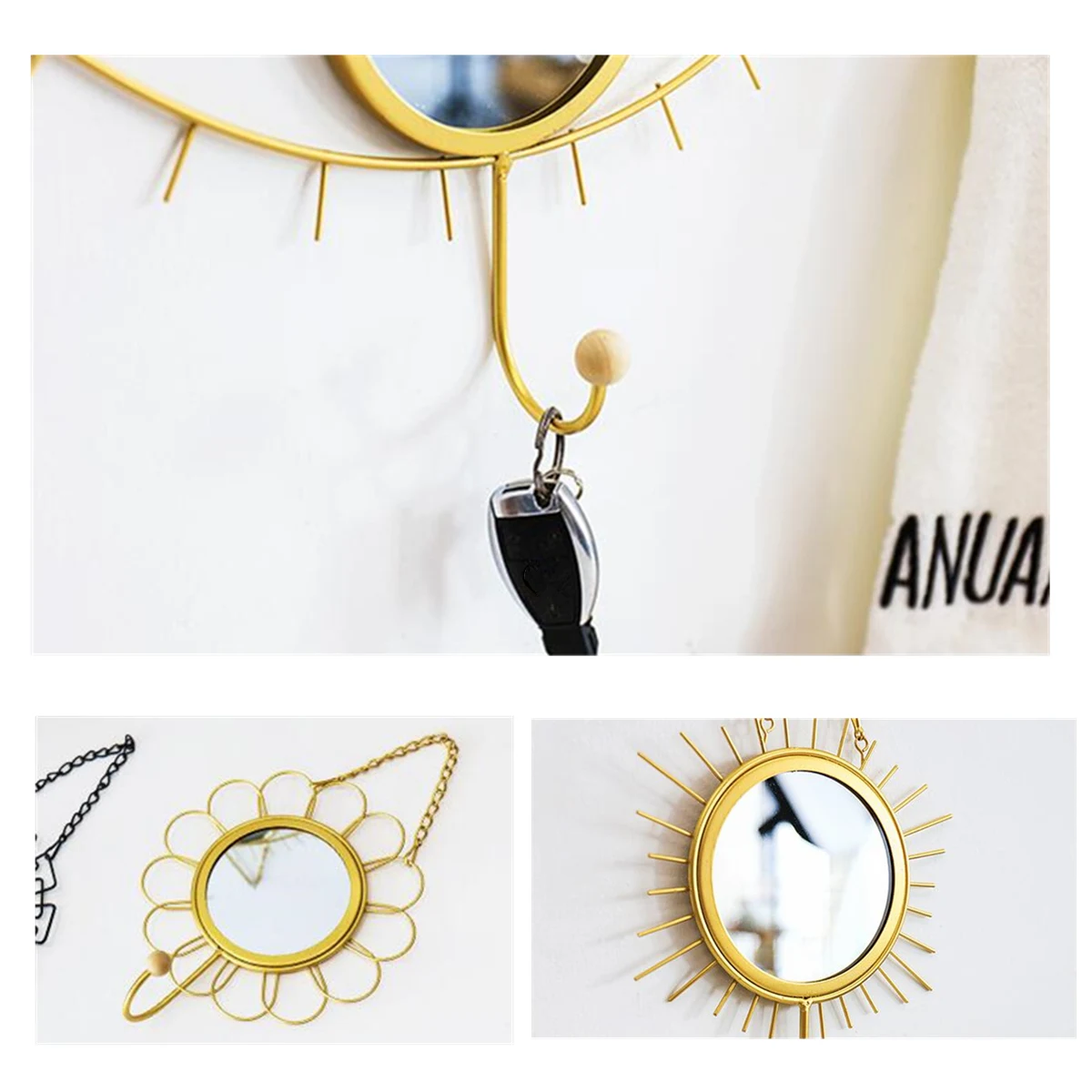 Креативные скандинавские железные зеркальные крючки многофункциональные