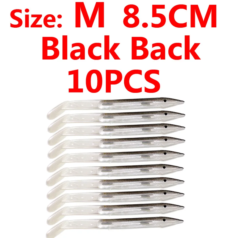 Black back M 10pcs 10 шт., приманка для рыбной ловли в соленой воде, приманка для рыбной ловли, Мягкая приманка для рыбной ловли, приманка для рыбной ловли, приманка для рыбной ловли Сабики, лумо, белый, розовый, зеленый, красный цвет - Цвет: Black back M 10pcs