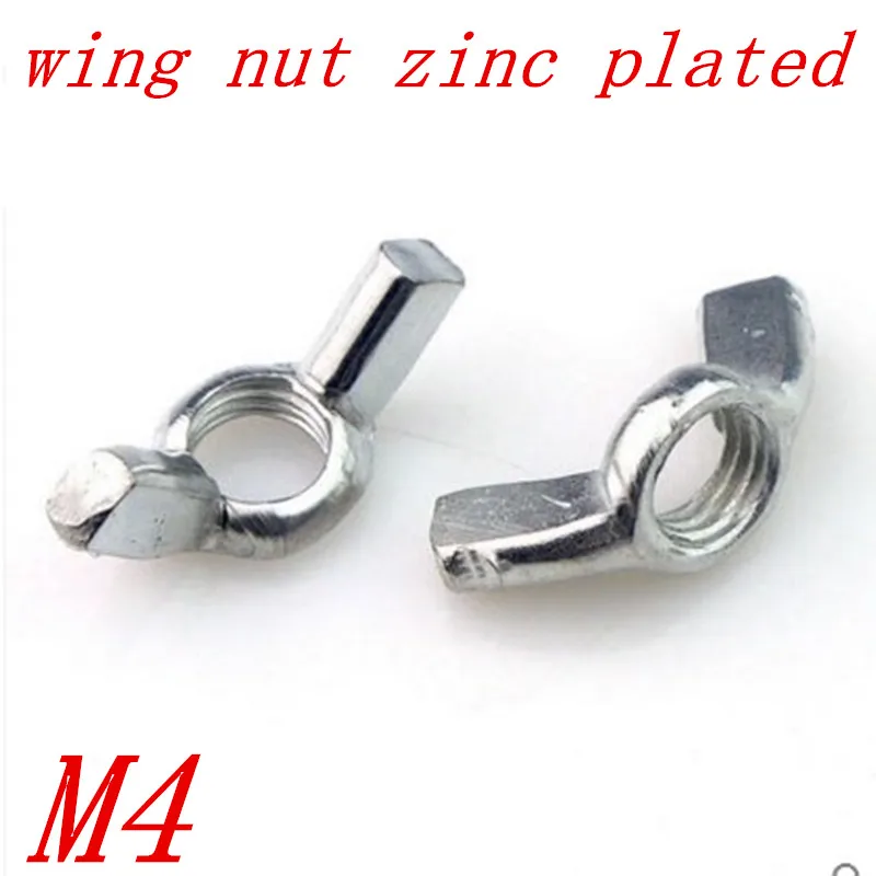 

100pcs M4 DIN315 Steel with Zinc Wing Nut /Hand Twist Nut/thumb nut/butterfly nut DIN315