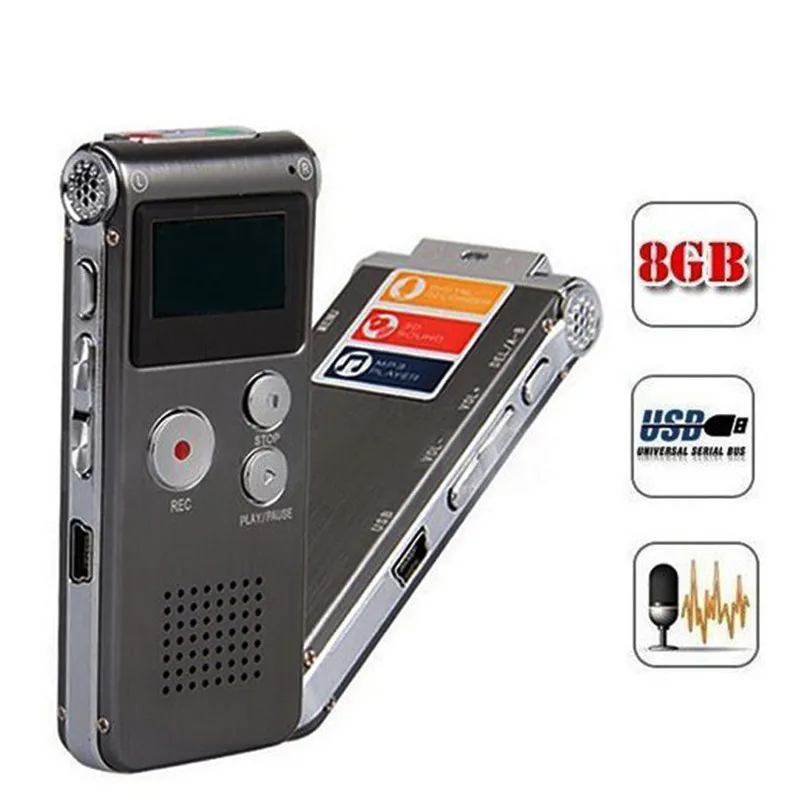 Цифровой Аудио Диктофон New8GB перезаряжаемый диктофон телефон MP3 + наушники кабели