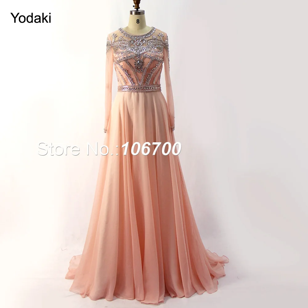 Шифоновое платье ручной работы с длинными рукавами и кристаллами|robe de bal|evening