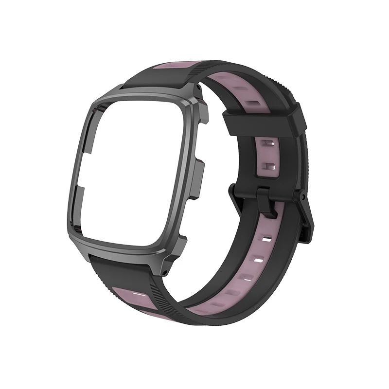 Black Pink Mijobs ремешок на запястье для Fitbit Versa Lite аксессуары Чехол протектор Браслет для Fitbit Versa ремешок Смарт часы крышка браслет - Цвет: Black Pink