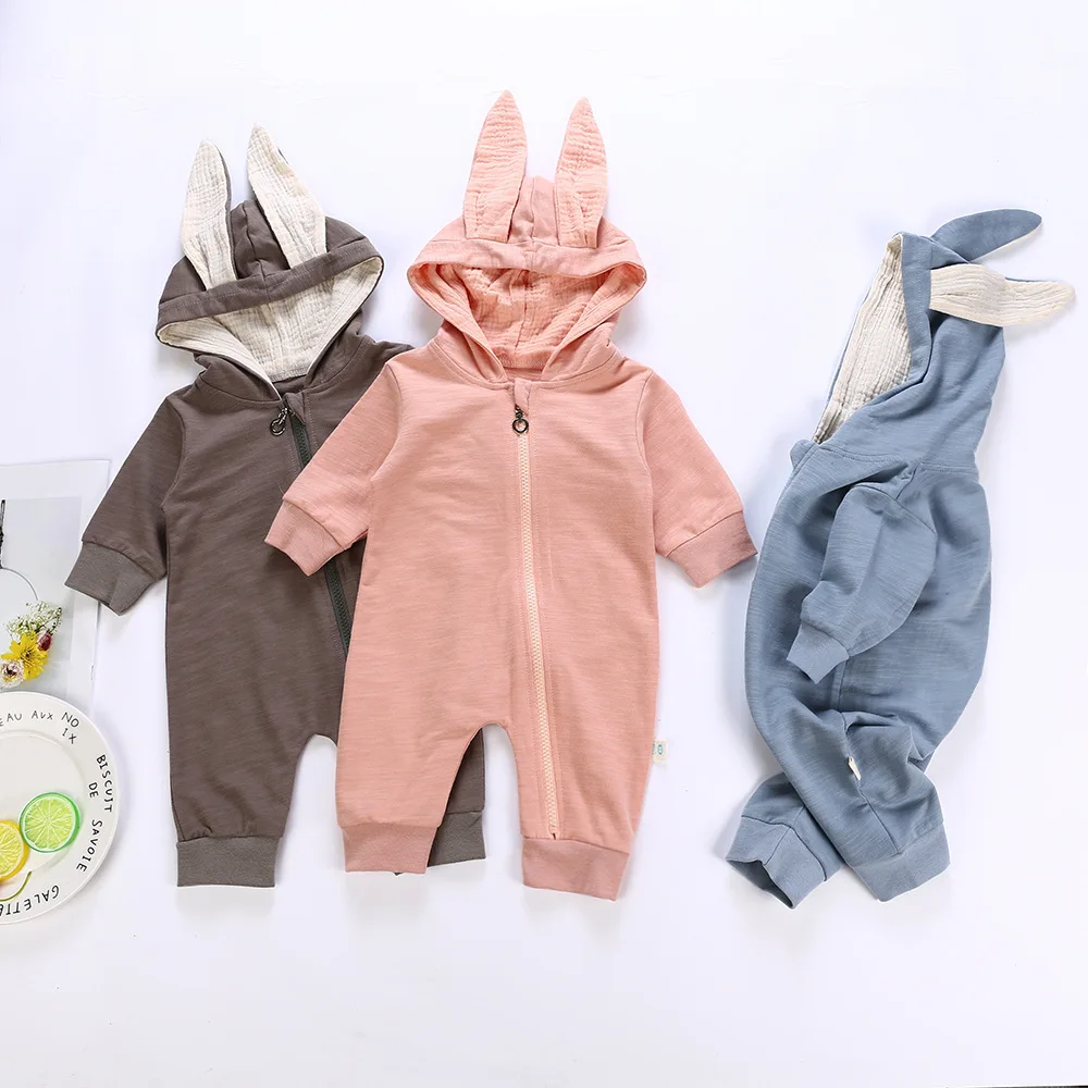 

Baby Bodysuit Rabbit ears Baby Boys Solid Baby Girls Bodysuits Jumpsuit Toddler Kid's Autumn Winter Clothing