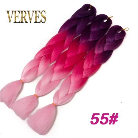 T1B/серый VERVES плетеные волосы 1 шт. 24 ''большие синтетические косы 100 г/шт., вязанные волосы с эффектом омбре, высокотемпературное волокно для наращивания волос - Цвет: T1B/серый